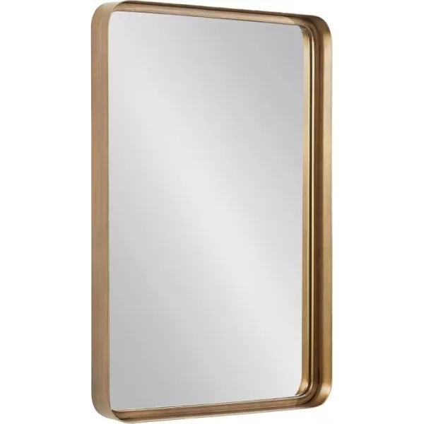 Kate and Laurel Armenta Modern Soft Rectangle Metal Framed Mirror 20 x 42 Gold Functional Antique Inspired Wall Mirror Accent for Wall DecorGold