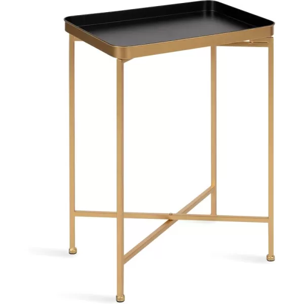 Kate and Laurel Celia Modern Side Table 18 x 12 x 26 Black Foldable Rectangular End Table for Storage and DisplayBlackGold