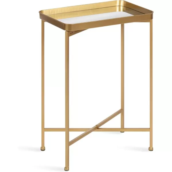 Kate and Laurel Celia Modern Side Table 18 x 12 x 26 Black Foldable Rectangular End Table for Storage and DisplayGold