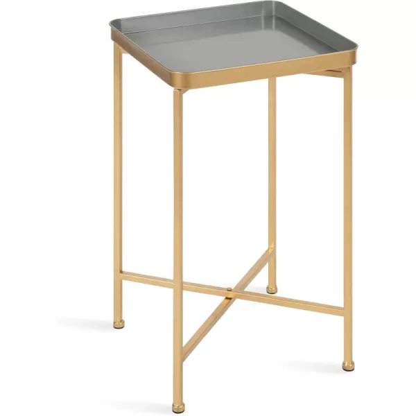 Kate and Laurel Celia Modern Side Table 18 x 12 x 26 Black Foldable Rectangular End Table for Storage and DisplayGoldGray