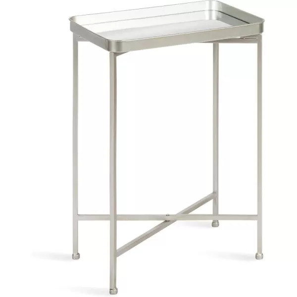 Kate and Laurel Celia Modern Side Table 18 x 12 x 26 Black Foldable Rectangular End Table for Storage and DisplaySilver