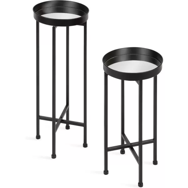 Kate and Laurel Celia Side Tables Set of 2 Gold and White Decorative Modern Glam End TableBlack