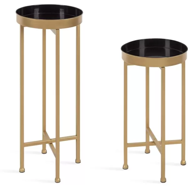 Kate and Laurel Celia Side Tables Set of 2 Gold and White Decorative Modern Glam End TableBlackGold