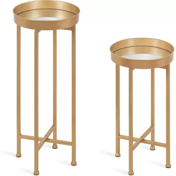 Kate and Laurel Celia Side Tables Set of 2 Gold and White Decorative Modern Glam End TableGold