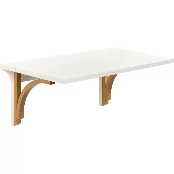 Kate and Laurel Corblynd Wood Wall Mounted Desk 30x16x16 WhiteGoldWhiteGold