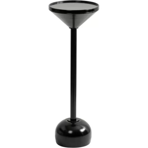 Kate and Laurel Frisk Modern Decorative Round Martini Use as Indoor Plant Stand or Outdoor Patio Accent Table 8x8x23 Black