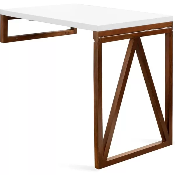 Kate and Laurel Kaya Modern WallMounted Folding Table 24 x 33 x 31 White and Walnut SpaceSaving Versatile Table with Folding Design for Dining Room or Home Office Decor