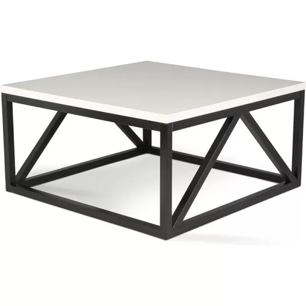 Kate and Laurel Kaya TwoToned Wood Square Coffee Table with White Top and Black BaseBlack