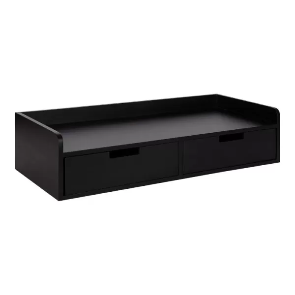 Kate and Laurel Kitt Modern Floating Shelf with Drawers 28 x 12 x 65 inches Black Chic Floating Storage Console Table or Desk for Wall