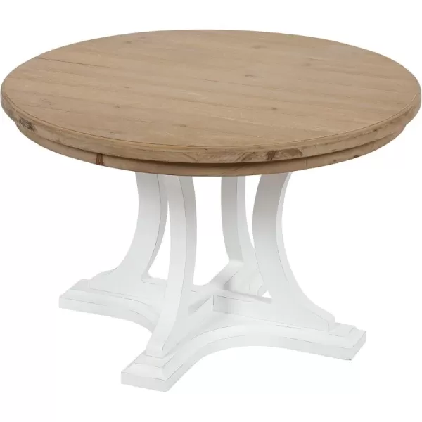 Kate and Laurel Linsley Farmhouse Coffee Table 28 Inch Diameter Rustic Brown and White Decorative Centerpiece Table With Rustic Style for Vintage DecorRustic Brown