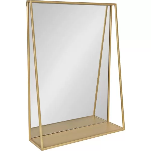 Kate and Laurel Lintz Modern Mirror with Storage Shelf 18quot x 24quot BlackGold