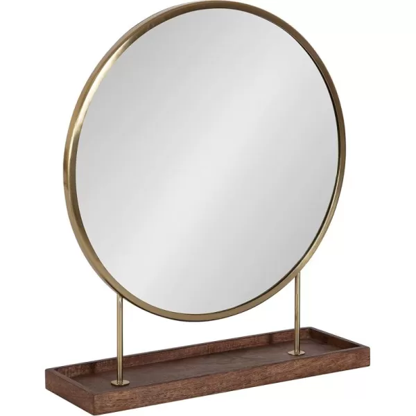 Kate and Laurel Maxfield Modern Tabletop Mirror 18 x 22 Gold and White Decorative Accent Mirror with Iron BaseGoldWalnut Brown