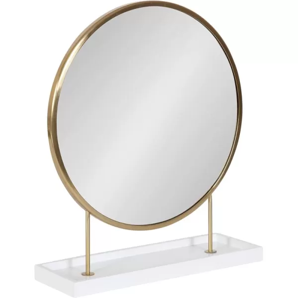 Kate and Laurel Maxfield Modern Tabletop Mirror 18 x 22 Gold and White Decorative Accent Mirror with Iron BaseWhiteGold