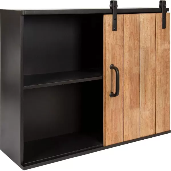 Kate and Laurel Samuels Decorative Rustic Wood and Metal Wall Cabinet 24 x 725 x 20 Charcoal and Rustic Brown Chic Wall Decor for Storage and Display