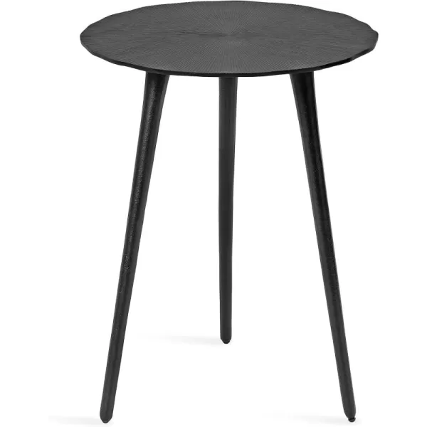 Kate and Laurel Sancia Modern Round Side Table 16 x 16 x 20 Silver Sand Casted Aluminum Bedside Table for Display and Storage as a Bedroom Nightstand or Living Room AccentBlack