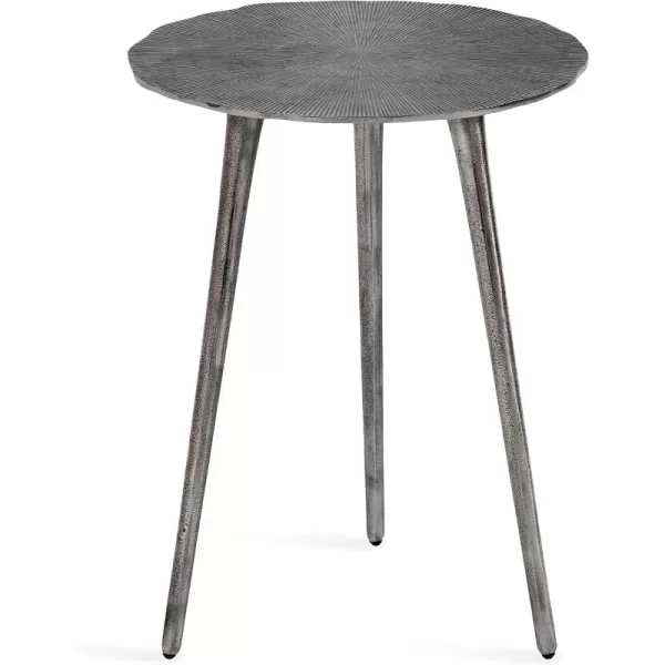 Kate and Laurel Sancia Modern Round Side Table 16 x 16 x 20 Silver Sand Casted Aluminum Bedside Table for Display and Storage as a Bedroom Nightstand or Living Room AccentSilver