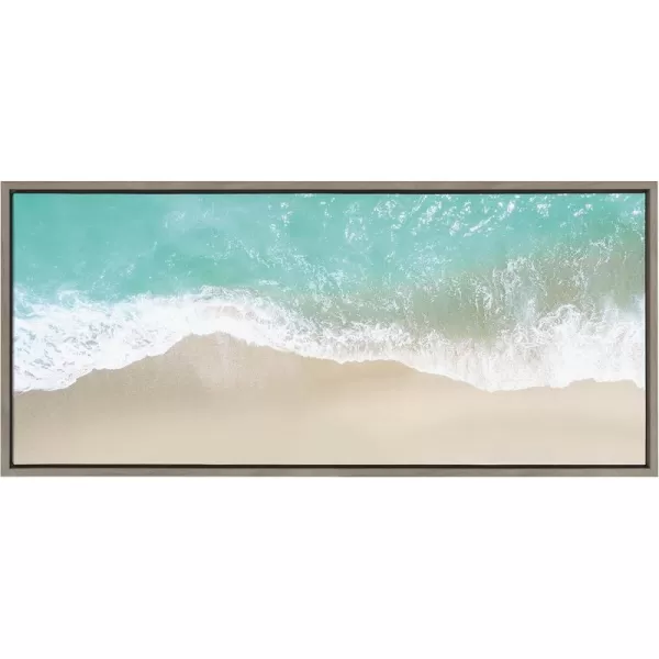 Kate and Laurel Sylvie Ocean Beach Fantasy Framed Canvas Wall Art by The Creative Bunch Studio 18 x 40 White Chic Tropical Beach Art Panel Wall DcorGray