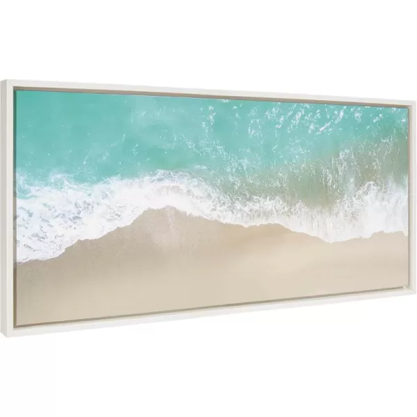 Kate and Laurel Sylvie Ocean Beach Fantasy Framed Canvas Wall Art by The Creative Bunch Studio 18 x 40 White Chic Tropical Beach Art Panel Wall DcorWhite