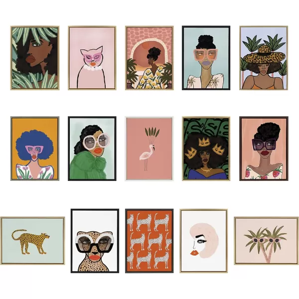 Kate and Laurel Sylvie 3 Girls Shade Squad Fashion Girl 2 Blue and Green Coat Framed Canvas Wall Art Set by Kendra Dandy of Bouffants and Broken Hearts Set of 3 two 16x20 and one 23x33 Black Finish Frames Chic Modern Home Decor