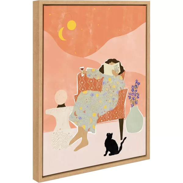Kate and Laurel Sylvie A Wine a Day Keeps the Doctor Away Framed Canvas Wall Art by Alja Horvat 18x24 Natural Decorative Midcentury Modern Abstract Art for Wall
