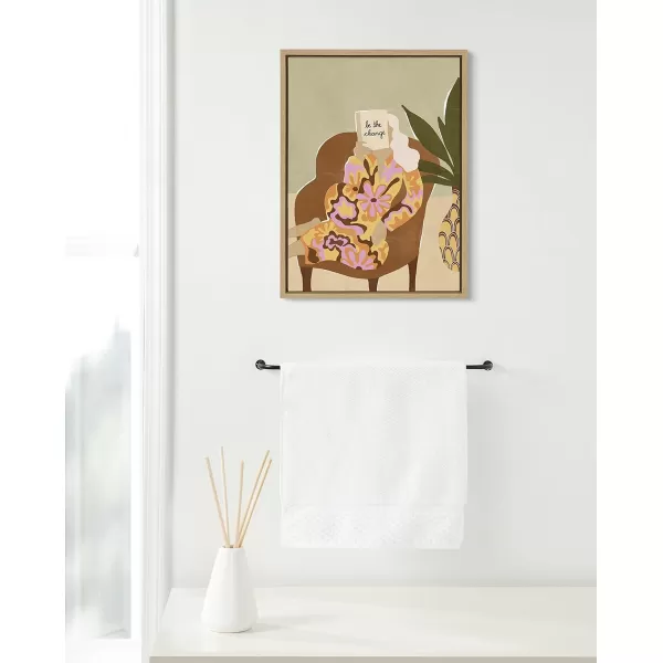 Kate and Laurel Sylvie Be the Change Framed Canvas Wall Art by Alja Horvat 18x24 Natural Decorative Abstract People Art on Wall