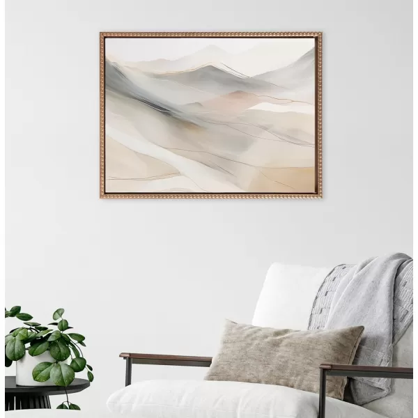 Kate and Laurel Sylvie Beaded Abstract Mystic Mountain Landscape Vintage Framed Canvas Wall Art by The Creative Bunch Studio 18x24 Gold Desert Mountains Art for Wall
