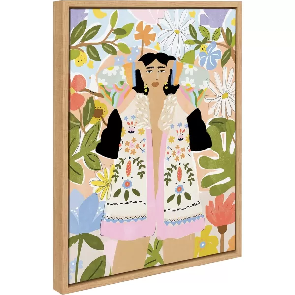 Kate and Laurel Sylvie Beauty Around Me Framed Canvas Wall Art by Alja Horvat 18x24 Natural Decorative Boho Art for Wall