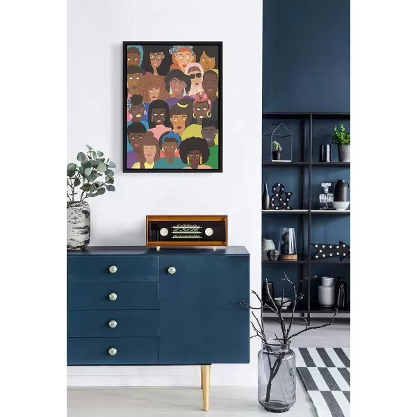 Kate and Laurel Sylvie Black People United Framed Canvas Wall Art by Queenbe Monyei 18x24 Black Inspiring Wall Decor