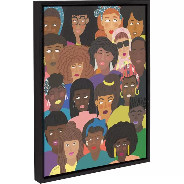Kate and Laurel Sylvie Black People United Framed Canvas Wall Art by Queenbe Monyei 18x24 Black Inspiring Wall Decor