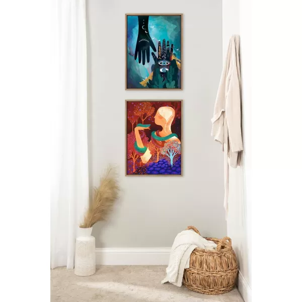 Kate and Laurel Sylvie Eden Framed Canvas Wall Art by Faryn Hughes 18x24 Gold Modern Colorful Garden Serpent Art for Wall