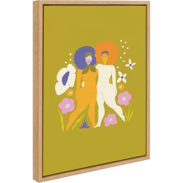 Kate and Laurel Sylvie Flower Goddess Framed Canvas Wall Art by Elizabeth Olwen 18x24 Natural Colorful Floral Nature Art for Wall