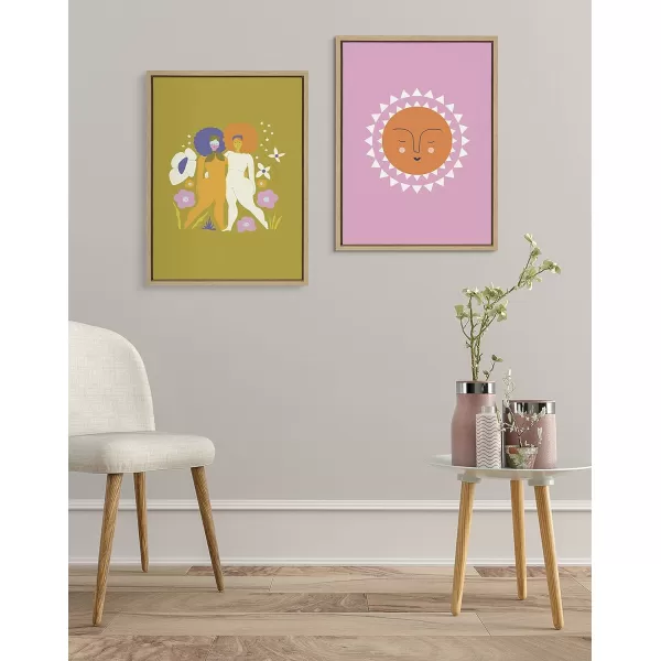 Kate and Laurel Sylvie Flower Goddess Framed Canvas Wall Art by Elizabeth Olwen 18x24 Natural Colorful Floral Nature Art for Wall