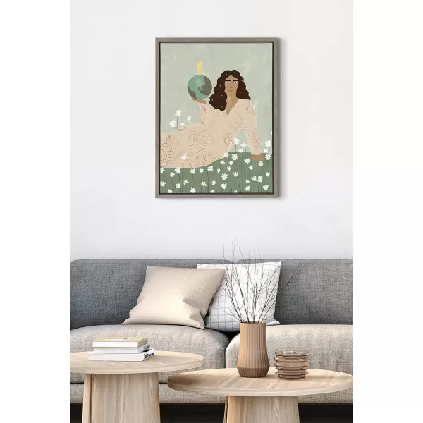 Kate and Laurel Sylvie God is A Woman Framed Canvas Wall Art by Alja Horvat 18x24 Gray Chic Nature Art for Wall