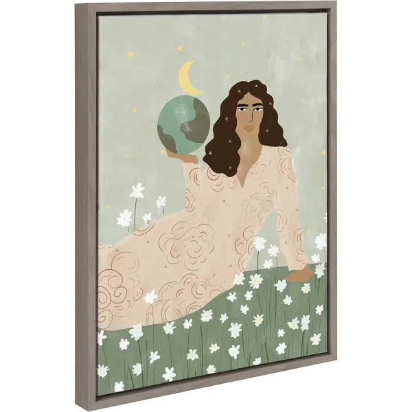 Kate and Laurel Sylvie God is A Woman Framed Canvas Wall Art by Alja Horvat 18x24 Gray Chic Nature Art for Wall