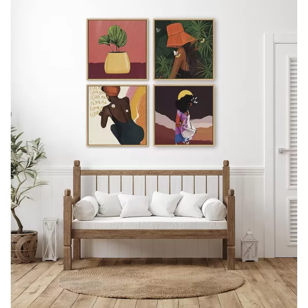 Kate and Laurel Sylvie I Love Me I Love You Framed Canvas Wall Art By Mary Joak 22x22 Natural Decorative Feminine Art Print for WallNatural
