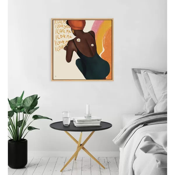 Kate and Laurel Sylvie I Love Me I Love You Framed Canvas Wall Art By Mary Joak 22x22 Natural Decorative Feminine Art Print for WallNatural