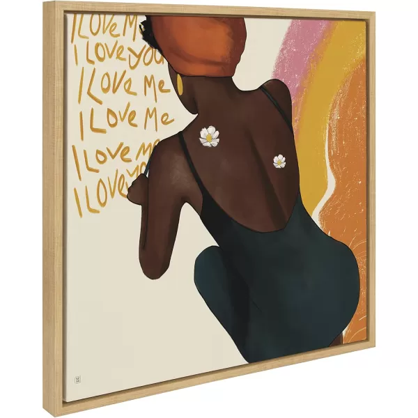 Kate and Laurel Sylvie I Love Me I Love You Framed Canvas Wall Art By Mary Joak 22x22 Natural Decorative Feminine Art Print for WallNatural