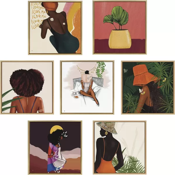 Kate and Laurel Sylvie I Love Me I Love You Framed Canvas Wall Art By Mary Joak 22x22 Natural Decorative Feminine Art Print for WallNatural