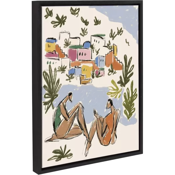 Kate and Laurel Sylvie Italian Rivera Framed Canvas Wall Art by Maggie Stephenson 18x24 Black