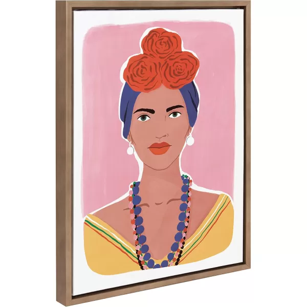 Kate and Laurel Sylvie La Femme Framed Canvas Wall Art by Maja Tomljanovic 18x24 Gold EuropeanInspired Portrait Wall Decor