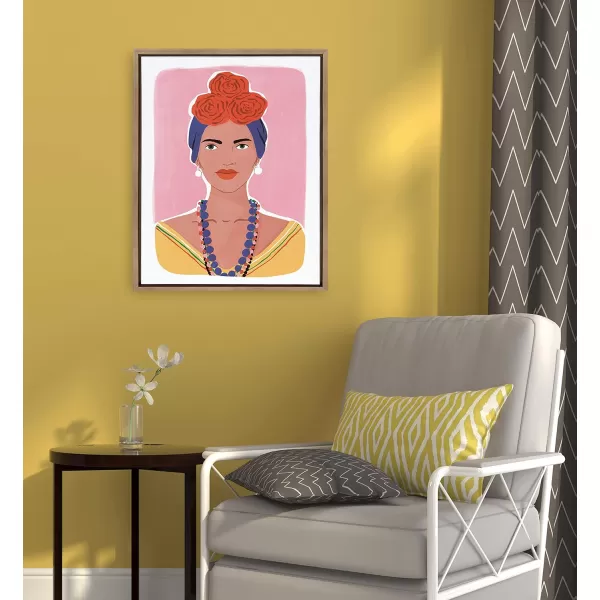 Kate and Laurel Sylvie La Femme Framed Canvas Wall Art by Maja Tomljanovic 18x24 Gold EuropeanInspired Portrait Wall Decor