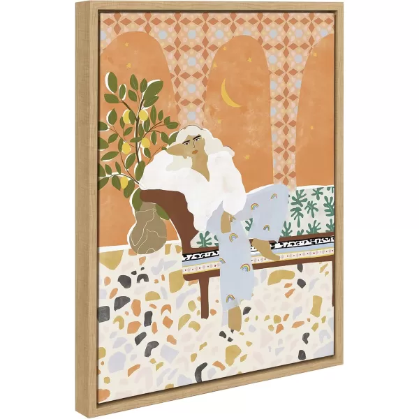 Kate and Laurel Sylvie Rainbow Framed Canvas Wall Art by Alja Horvat 18x24 Natural Chic Illustrated Art for Wall