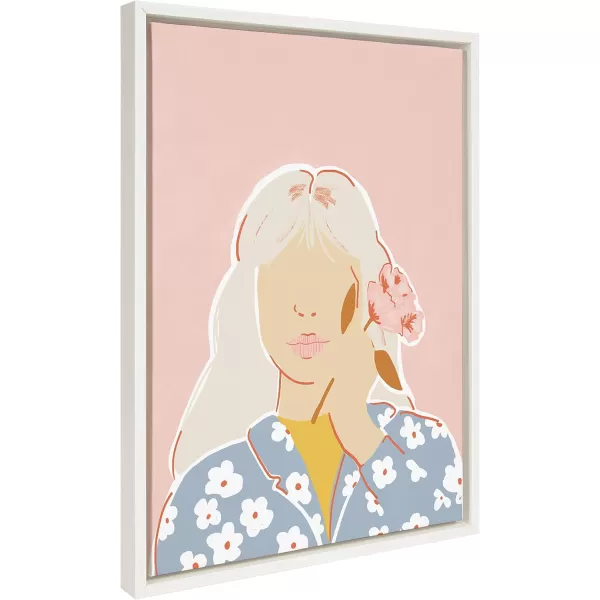 Kate and Laurel Sylvie Thanks for The Flowers Framed Canvas Wall Art by Alja Horvat 18x24 White Abstract Floral Art Print for Wall