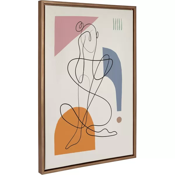 Kate and Laurel Sylvie Thinking of You Framed Canvas Wall Art by Rachel Lee of My Dream Wall 18x24 Gold Decorative Abstract Art for WallGold