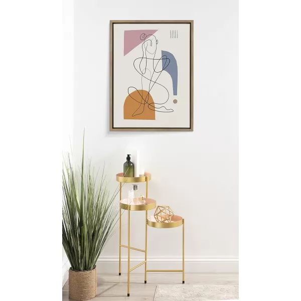 Kate and Laurel Sylvie Thinking of You Framed Canvas Wall Art by Rachel Lee of My Dream Wall 18x24 Gold Decorative Abstract Art for WallGold