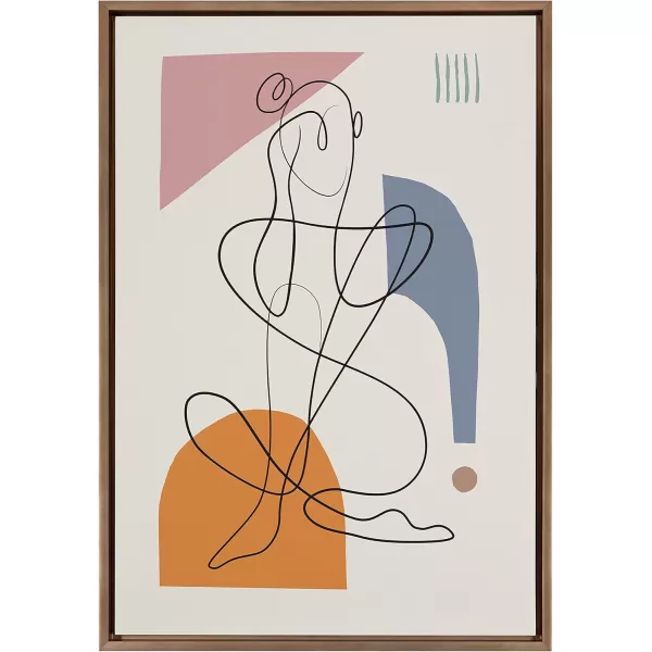 Kate and Laurel Sylvie Thinking of You Framed Canvas Wall Art by Rachel Lee of My Dream Wall 18x24 Gold Decorative Abstract Art for WallGold