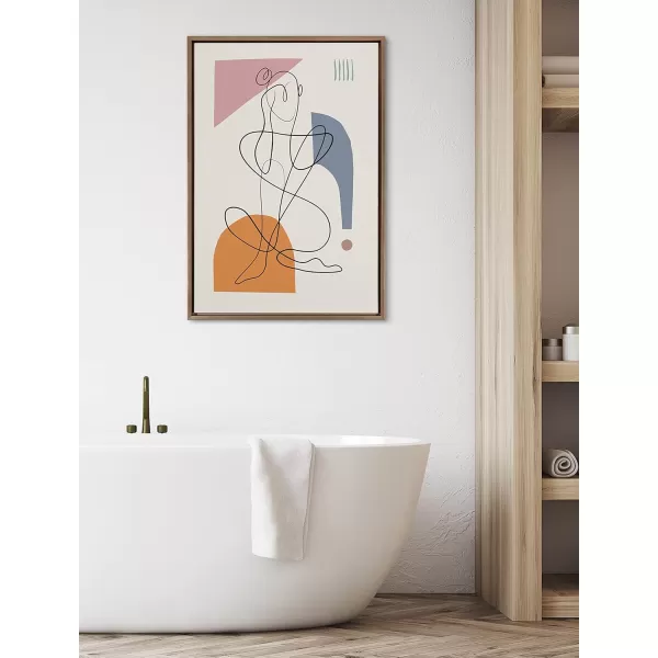Kate and Laurel Sylvie Thinking of You Framed Canvas Wall Art by Rachel Lee of My Dream Wall 18x24 Gold Decorative Abstract Art for WallGold