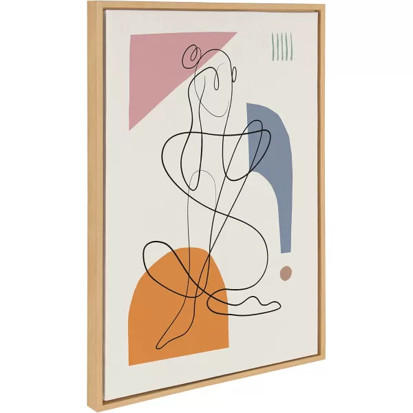 Kate and Laurel Sylvie Thinking of You Framed Canvas Wall Art by Rachel Lee of My Dream Wall 18x24 Gold Decorative Abstract Art for WallNatural