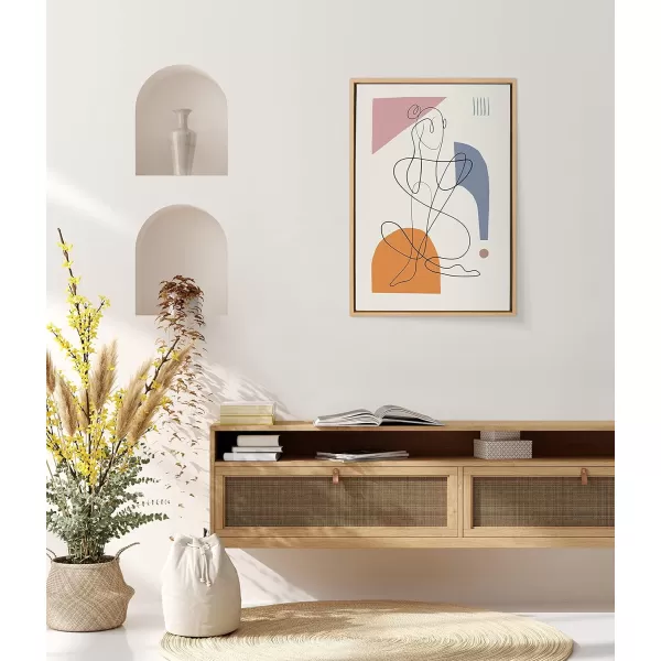 Kate and Laurel Sylvie Thinking of You Framed Canvas Wall Art by Rachel Lee of My Dream Wall 18x24 Gold Decorative Abstract Art for WallNatural