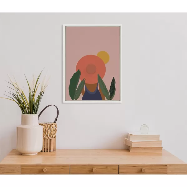Kate and Laurel Sylvie Tropical Girl Framed Canvas by Oris Eddu 18x24 NaturalWhite